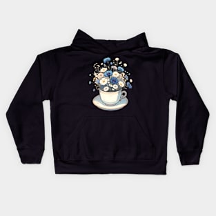 Teacup Bouquet - Delicate Wildflower Porcelain Art Kids Hoodie